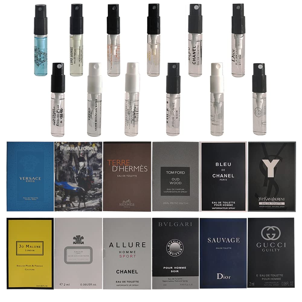 Men”s Perfume Sampler 12pcs Sample Vials Designer Fragrance Samples for ...